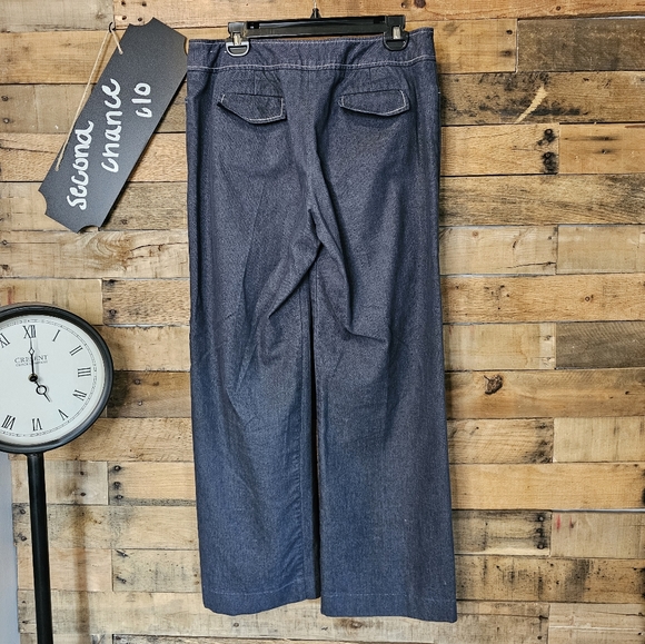 W Work To Weekend Womens Dark Blue Wide Leg White Stitching  Pants Size 10 - Picture 8 of 11